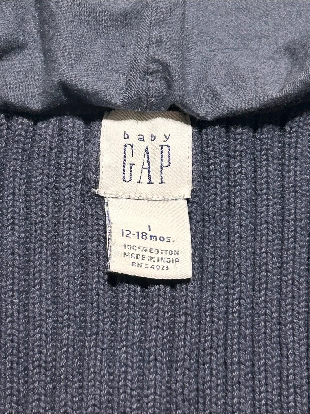 GAP Kids Ribbed Blue Hooded Jacket